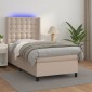 vidaXL Κρεβάτι Boxspring Στρώμα&LED Καπουτσίνο 90x190 εκ. Συνθ. Δέρμα