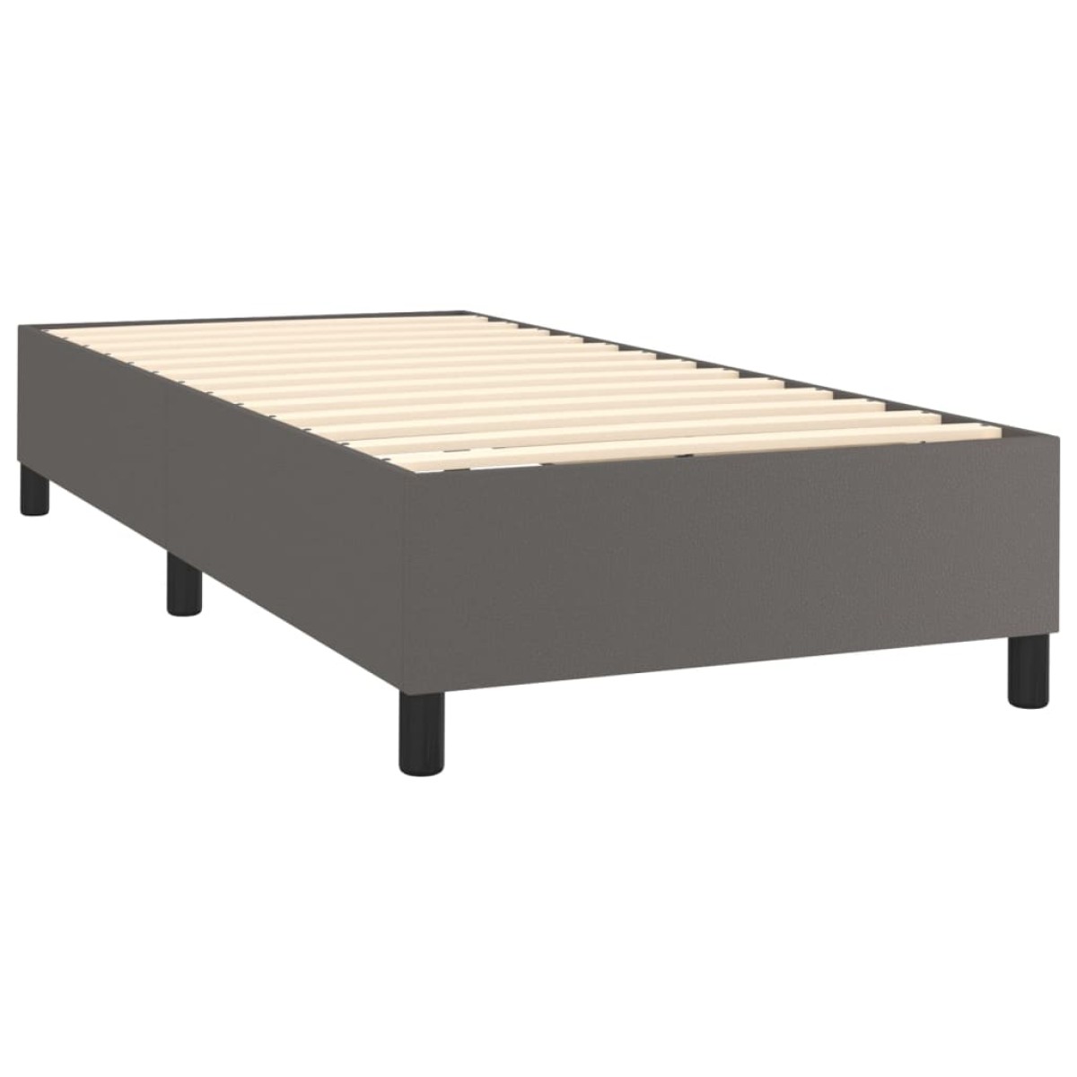 vidaXL Κρεβάτι Boxspring με Στρώμα & LED Γκρι 90x200 εκ. Συνθ. Δέρμα