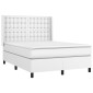 vidaXL Κρεβάτι Boxspring με Στρώμα & LED Λευκό 140x190 εκ. Συνθ. Δέρμα