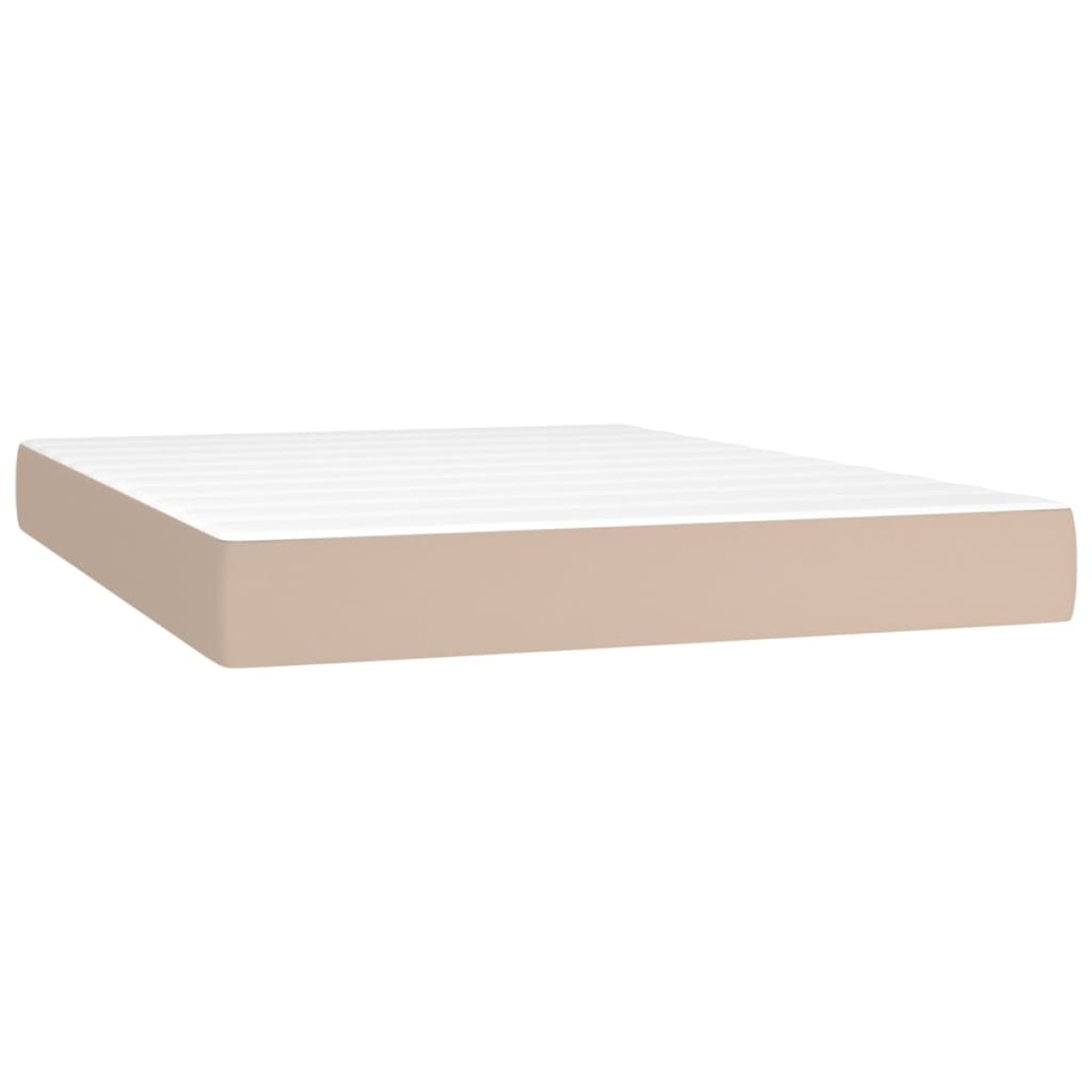vidaXL Κρεβάτι Boxspring Στρώμα&LED Καπουτσίνο 140x190 εκ. Συνθ. Δέρμα