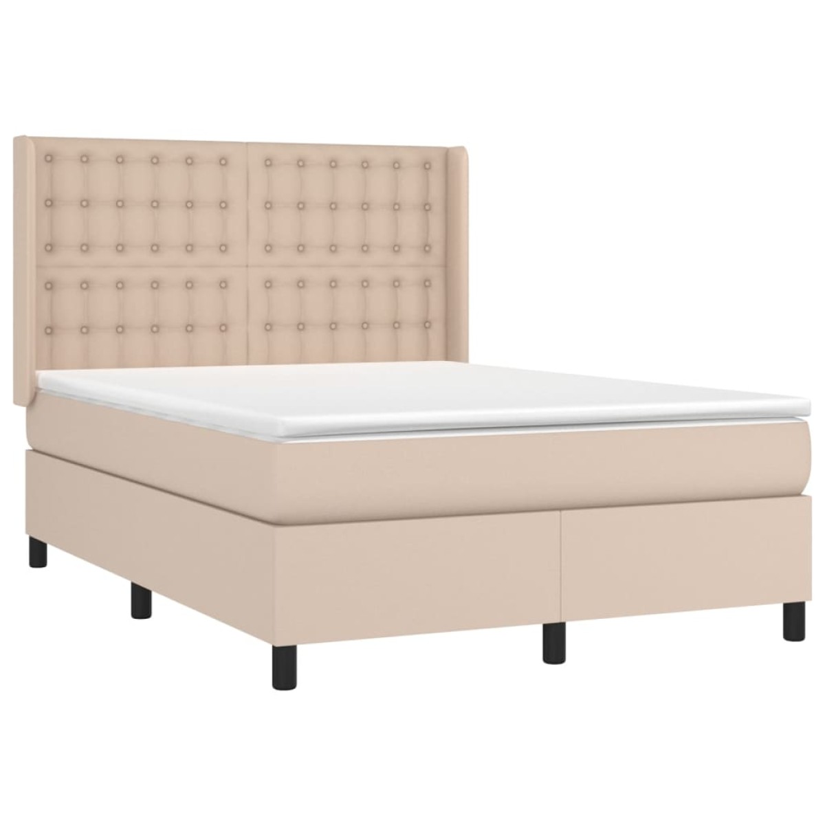 vidaXL Κρεβάτι Boxspring Στρώμα&LED Καπουτσίνο 140x200 εκ. Συνθ. Δέρμα