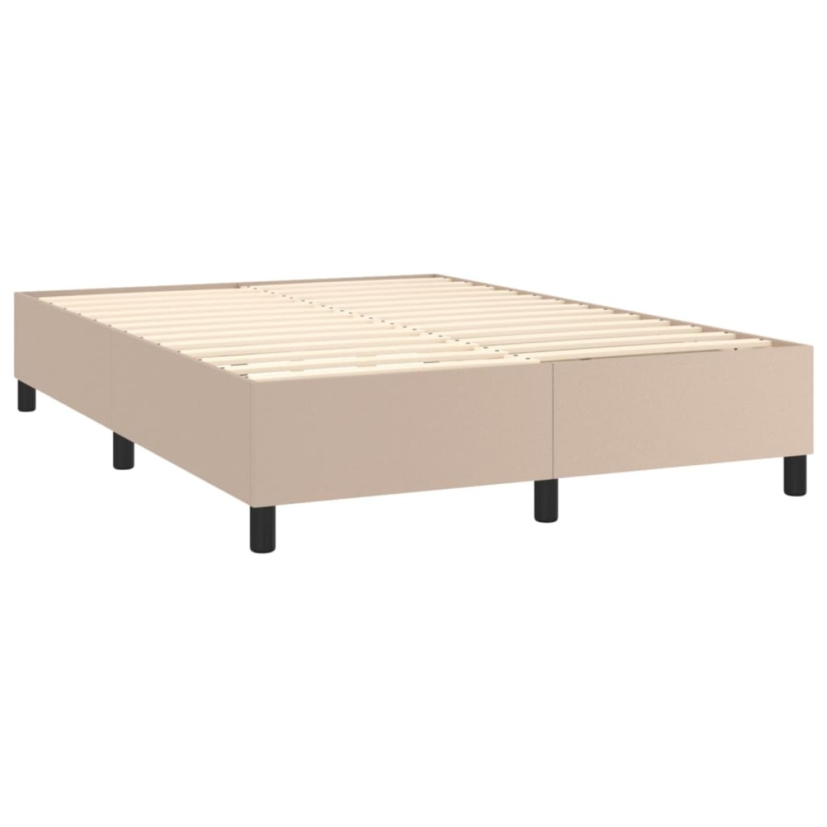 vidaXL Κρεβάτι Boxspring Στρώμα&LED Καπουτσίνο 140x200 εκ. Συνθ. Δέρμα
