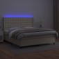 vidaXL Κρεβάτι Boxspring με Στρώμα & LED Κρεμ 180x200 εκ. Συνθ. Δέρμα