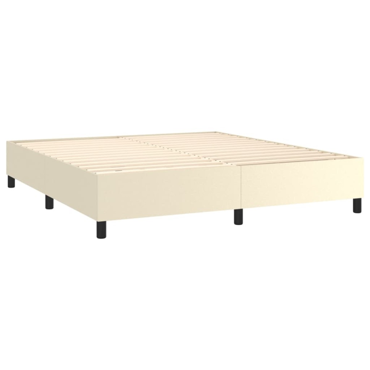 vidaXL Κρεβάτι Boxspring με Στρώμα & LED Κρεμ 180x200 εκ. Συνθ. Δέρμα