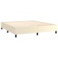 vidaXL Κρεβάτι Boxspring με Στρώμα & LED Κρεμ 180x200 εκ. Συνθ. Δέρμα