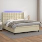 vidaXL Κρεβάτι Boxspring με Στρώμα & LED Κρεμ 180x200 εκ. Συνθ. Δέρμα