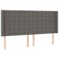 vidaXL Κρεβάτι Boxspring με Στρώμα & LED Γκρι 180x200 εκ. Συνθ. Δέρμα
