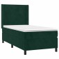 vidaXL Κρεβάτι Boxspring με Στρώμα & LED Σκ. Πράσινο 80x200 εκ Βελούδο