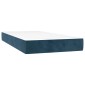vidaXL Κρεβάτι Boxspring με Στρώμα & LED Σκ. Μπλε 90x200 εκ. Βελούδινο