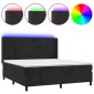 vidaXL Κρεβάτι Boxspring με Στρώμα & LED Μαύρο 160x200 εκ. Βελούδινο