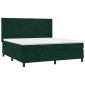 vidaXL Κρεβάτι Boxspring με Στρώμα & LED Σκ. Πράσινο 160x200εκ Βελούδο