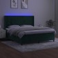 vidaXL Κρεβάτι Boxspring με Στρώμα & LED Σκ. Πράσινο 180x200εκ Βελούδο