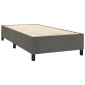vidaXL Κρεβάτι Boxspring με Στρώμα & LED Σκ. Γκρι 90x200 εκ. Βελούδινο