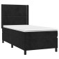 vidaXL Κρεβάτι Boxspring με Στρώμα & LED Μαύρο 90x200 εκ. Βελούδινο
