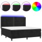 vidaXL Κρεβάτι Boxspring με Στρώμα & LED Μαύρο 160x200 εκ. Βελούδινο