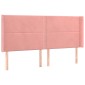 vidaXL Κρεβάτι Boxspring με Στρώμα & LED Ροζ 160x200 εκ. Βελούδινο