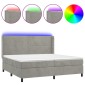 vidaXL Κρεβάτι Boxspring με Στρώμα & LED Αν.Γκρι 200x200 εκ. Βελούδινο