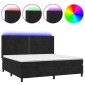 vidaXL Κρεβάτι Boxspring με Στρώμα & LED Μαύρο 200x200 εκ. Βελούδινο