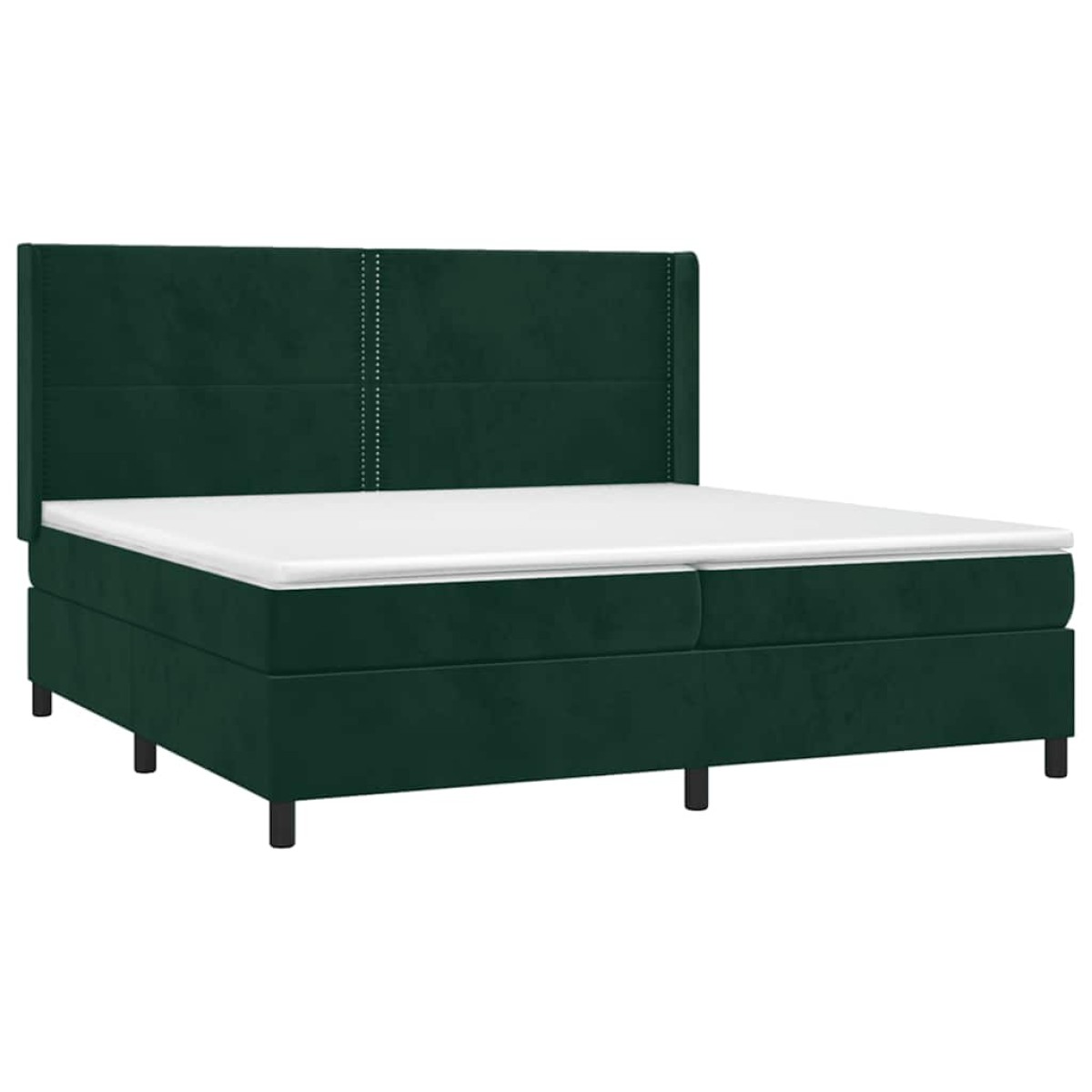 vidaXL Κρεβάτι Boxspring με Στρώμα & LED Σκ. Πράσινο 200x200εκ Βελούδο