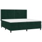 vidaXL Κρεβάτι Boxspring με Στρώμα & LED Σκ. Πράσινο 200x200εκ Βελούδο