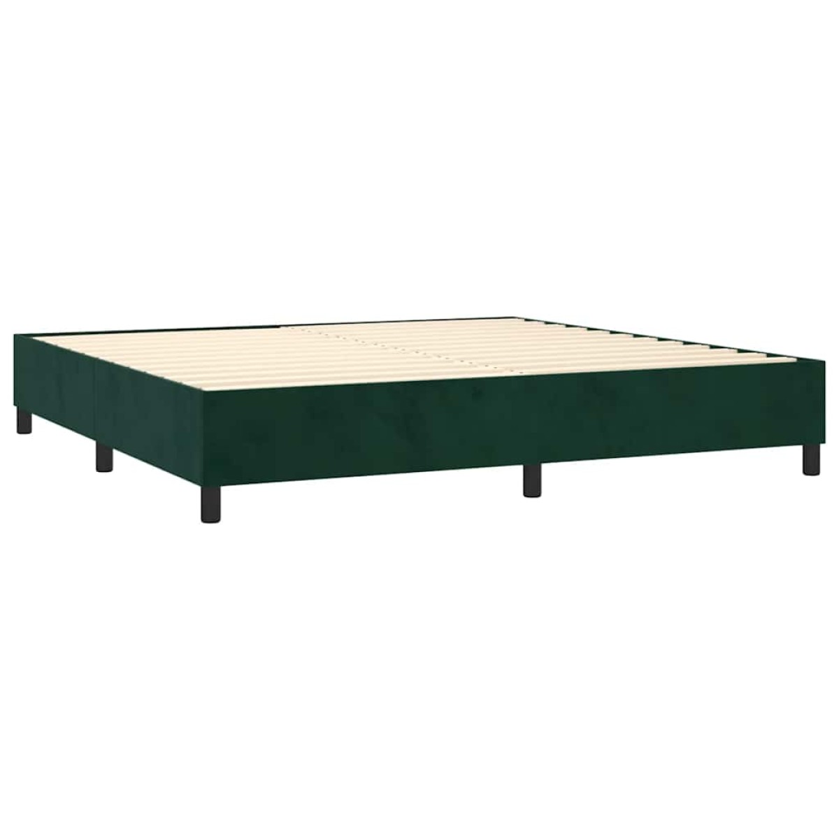 vidaXL Κρεβάτι Boxspring με Στρώμα & LED Σκ. Πράσινο 200x200εκ Βελούδο