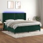 vidaXL Κρεβάτι Boxspring με Στρώμα & LED Σκ. Πράσινο 200x200εκ Βελούδο
