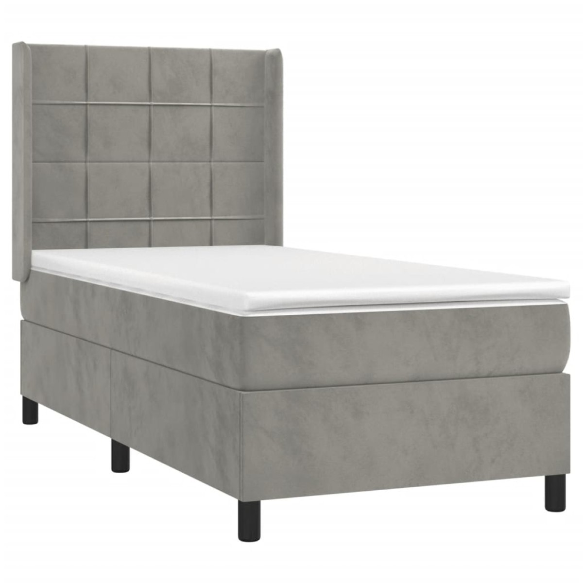vidaXL Κρεβάτι Boxspring με Στρώμα & LED Αν.Γκρι 80x200 εκ. Βελούδινο