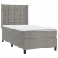 vidaXL Κρεβάτι Boxspring με Στρώμα & LED Αν.Γκρι 80x200 εκ. Βελούδινο