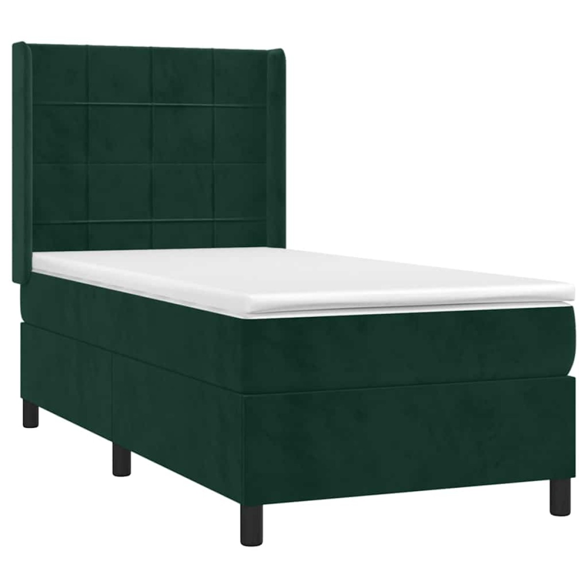 vidaXL Κρεβάτι Boxspring με Στρώμα & LED Σκ. Πράσινο 80x200 εκ Βελούδο