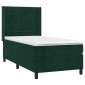 vidaXL Κρεβάτι Boxspring με Στρώμα & LED Σκ. Πράσινο 80x200 εκ Βελούδο