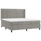 vidaXL Κρεβάτι Boxspring με Στρώμα & LED Αν.Γκρι 160x200 εκ. Βελούδινο
