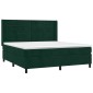 vidaXL Κρεβάτι Boxspring με Στρώμα & LED Σκ. Πράσινο 160x200εκ Βελούδο