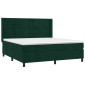 vidaXL Κρεβάτι Boxspring με Στρώμα & LED Σκ. Πράσινο 180x200εκ Βελούδο