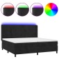 vidaXL Κρεβάτι Boxspring με Στρώμα & LED Μαύρο 200x200 εκ. Βελούδινο