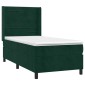 vidaXL Κρεβάτι Boxspring με Στρώμα & LED Σκ. Πράσινο 90x190 εκ Βελούδο