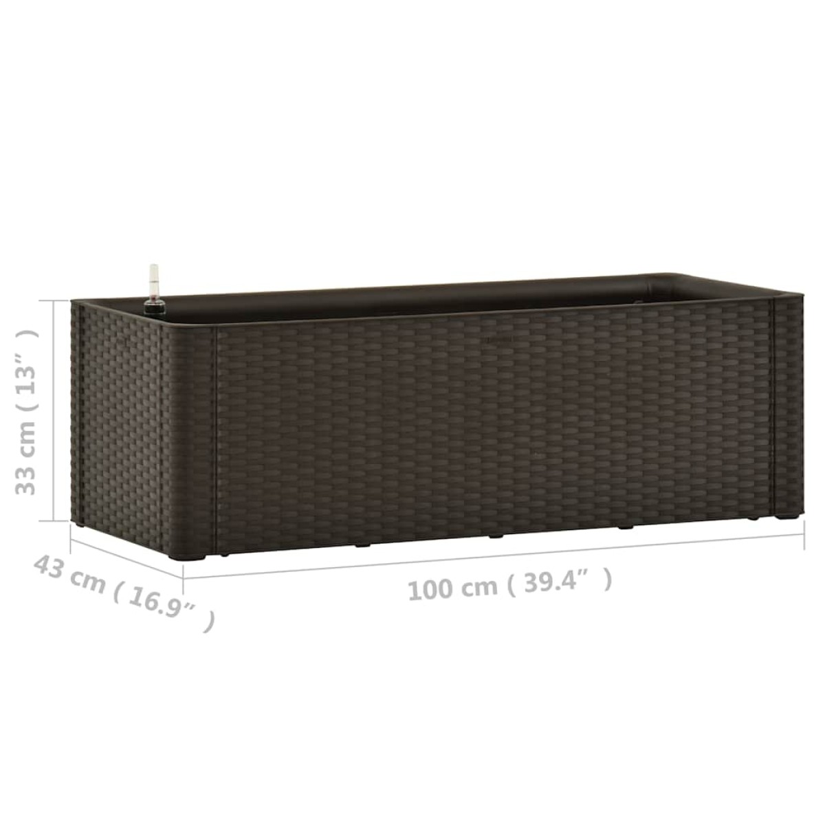 vidaXL Ζαρντινιέρα Κήπου Μόκα 100x43x33 εκ. με Αυτόματο Πότισμα