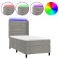 vidaXL Κρεβάτι Boxspring με Στρώμα & LED Αν.Γκρι 90x200 εκ. Βελούδινο