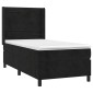 vidaXL Κρεβάτι Boxspring με Στρώμα & LED Μαύρο 100x200 εκ. Βελούδινο