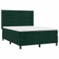 vidaXL Κρεβάτι Boxspring με Στρώμα & LED Σκ. Πράσινο 140x190εκ Βελούδο