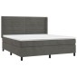 vidaXL Κρεβάτι Boxspring με Στρώμα & LED Σκ. Γκρι 160x200εκ. Βελούδινο