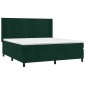 vidaXL Κρεβάτι Boxspring με Στρώμα & LED Σκ. Πράσινο 160x200εκ Βελούδο