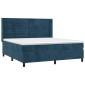 vidaXL Κρεβάτι Boxspring με Στρώμα & LED Σκ. Μπλε 160x200εκ. Βελούδινο