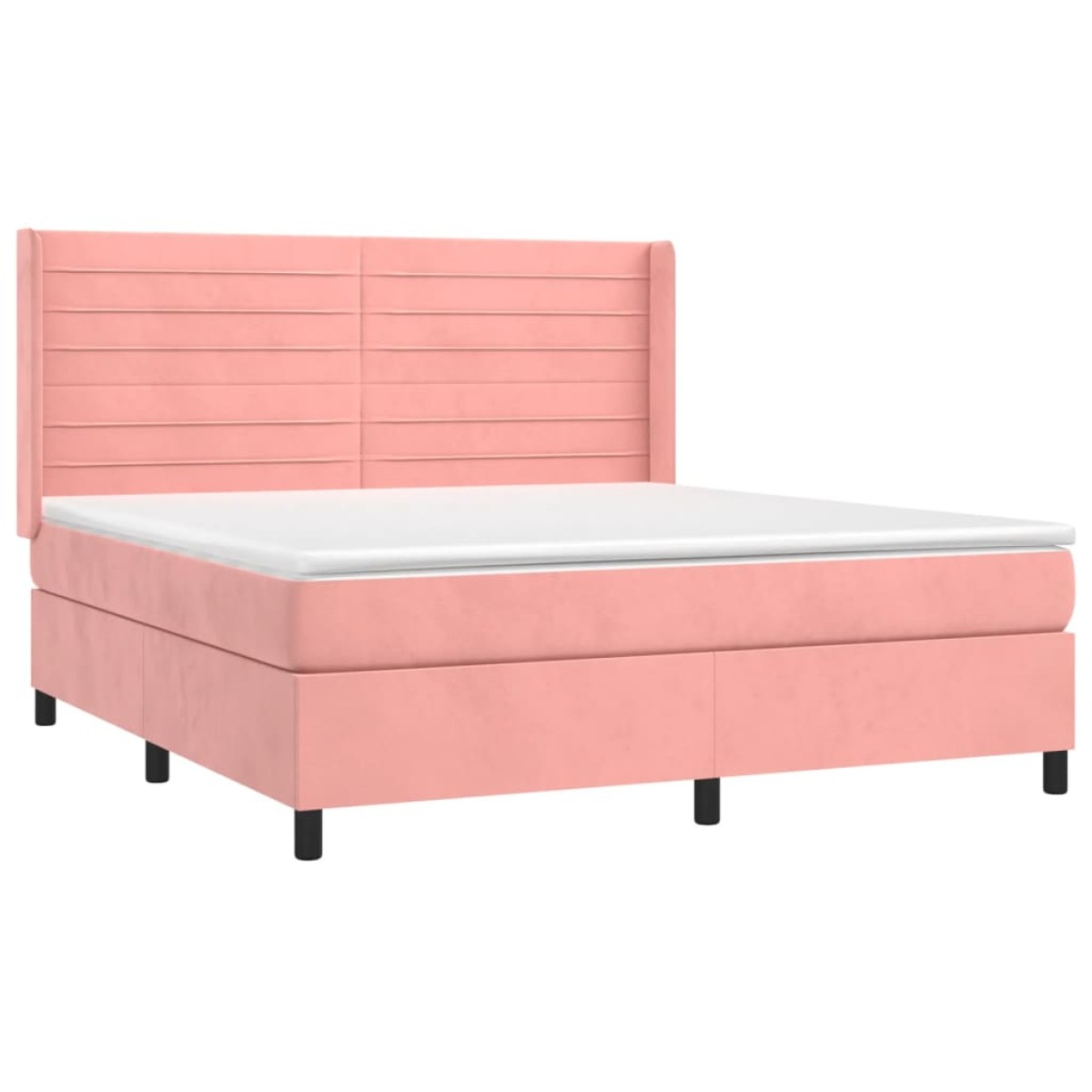 vidaXL Κρεβάτι Boxspring με Στρώμα & LED Ροζ 160x200 εκ. Βελούδινο