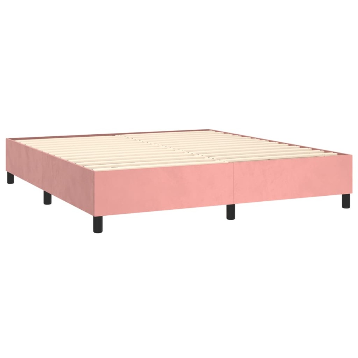 vidaXL Κρεβάτι Boxspring με Στρώμα & LED Ροζ 160x200 εκ. Βελούδινο