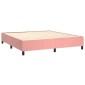 vidaXL Κρεβάτι Boxspring με Στρώμα & LED Ροζ 160x200 εκ. Βελούδινο