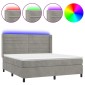 vidaXL Κρεβάτι Boxspring με Στρώμα & LED Αν.Γκρι 180x200 εκ. Βελούδινο