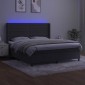 vidaXL Κρεβάτι Boxspring με Στρώμα & LED Σκ. Γκρι 180x200εκ. Βελούδινο