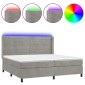 vidaXL Κρεβάτι Boxspring με Στρώμα & LED Αν.Γκρι 200x200 εκ. Βελούδινο