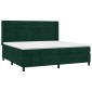 vidaXL Κρεβάτι Boxspring με Στρώμα & LED Σκ. Πράσινο 200x200εκ Βελούδο