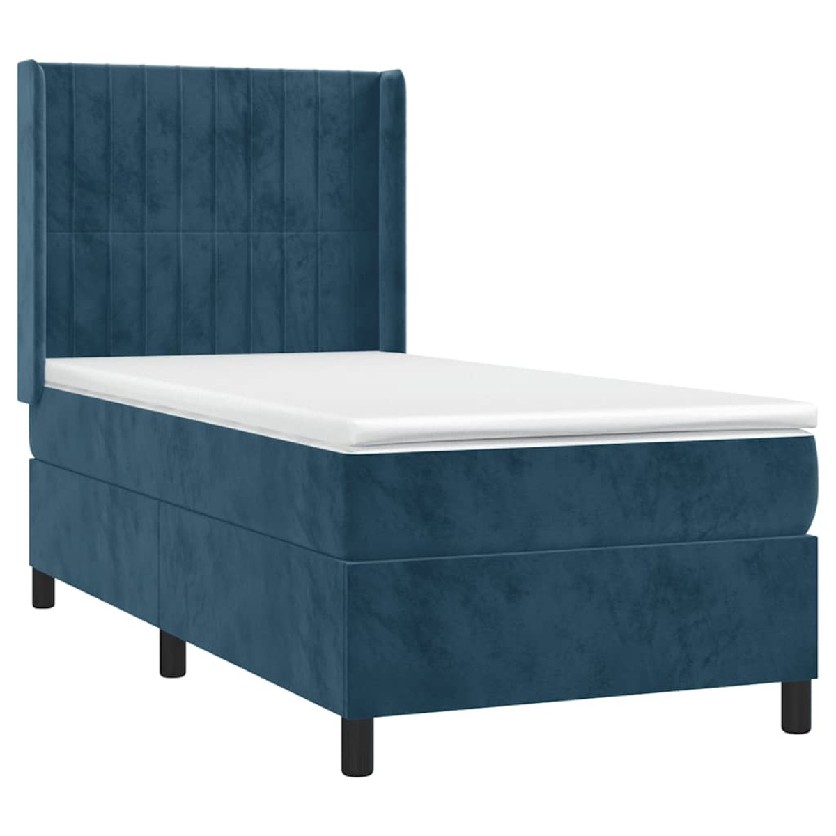 vidaXL Κρεβάτι Boxspring με Στρώμα & LED Σκ. Μπλε 80x200 εκ. Βελούδινο